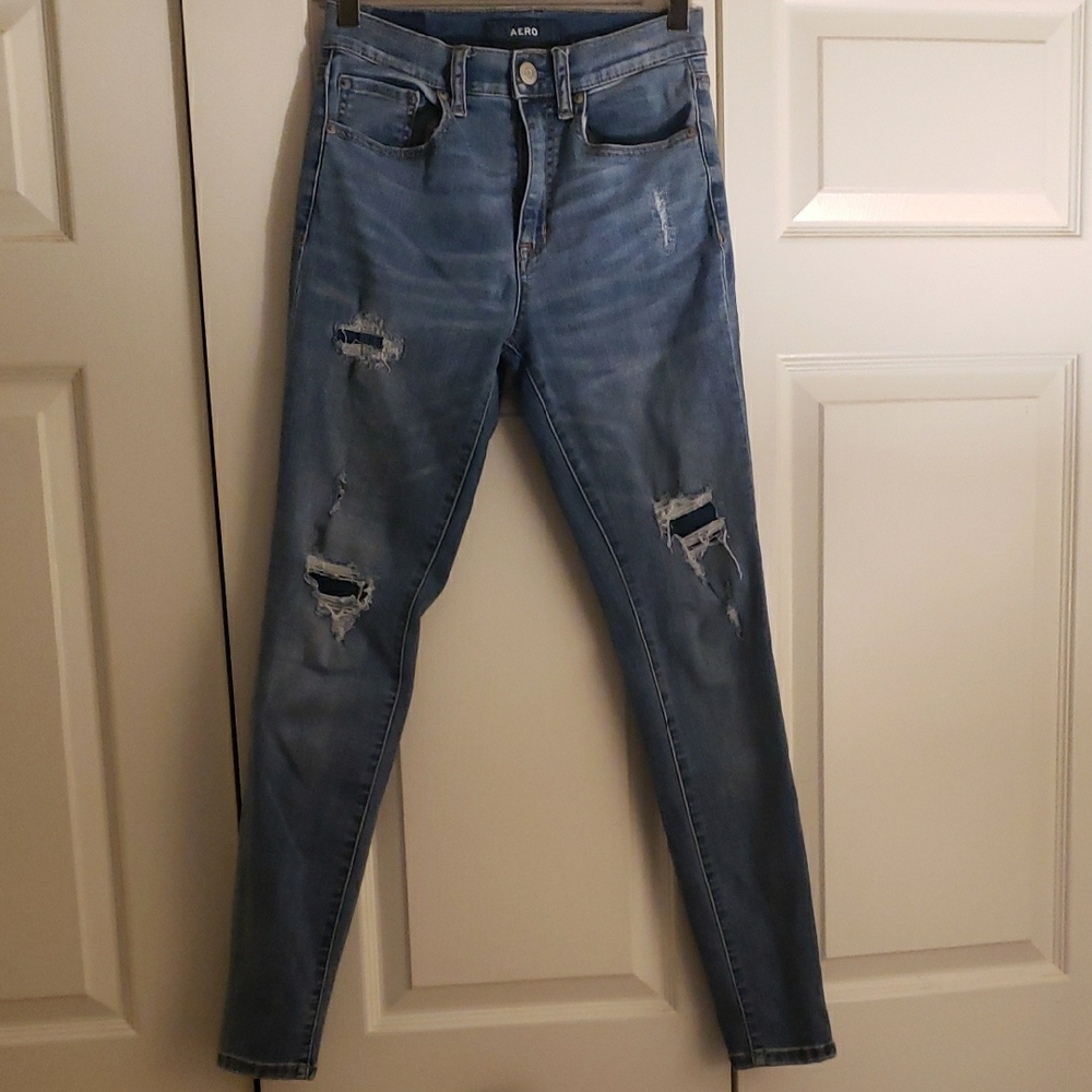 Aero Women's Distressed Blue Jeans